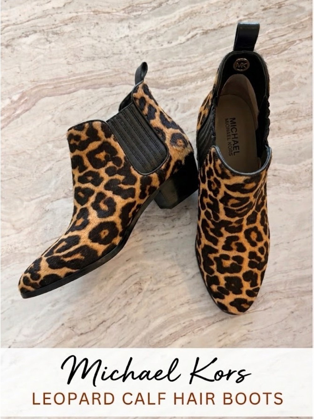Michael Kors Leopard Calf-Hair Ankle Booties - Brown/Black Size 7.5 Never worn
